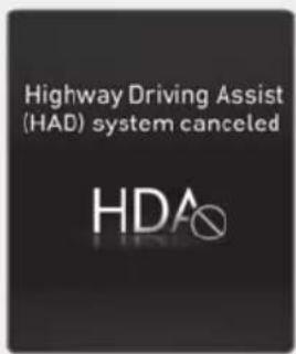 Highway Driving Assist (HAD) system canceled HDA