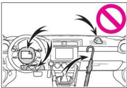 Diagram showing car interior with directional arrows and a no-smoking symbol, indicating traffic or safety restrictions.