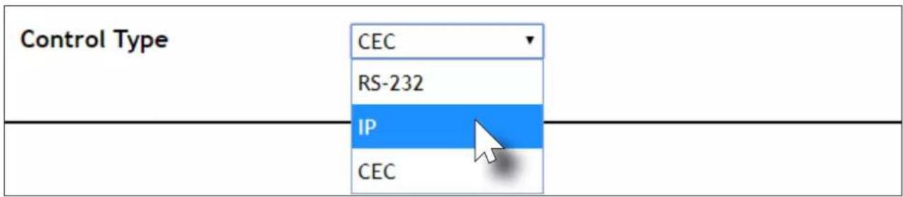 Control Type CEC RS-232 IP CEC
