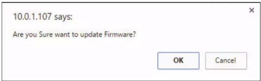 10.0.1.107 says: Are you Sure want to update Firmware? OK Cancel
