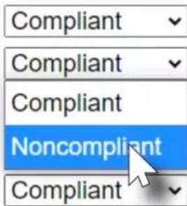 Compliant Compliant Compliant Noncompliant Compliant