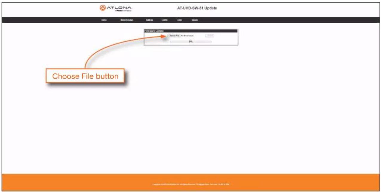 ATLONA a Realist company AT-UHD-SW-51 Update Name Search URL Solutions Cavity CSSU Index Firmware Update Choose File Button Choose File Button 0%