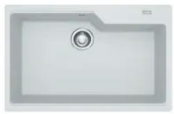 Simple illustration of a modern kitchen sink with a circular vent and handle (no text or symbols)