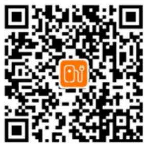 QR code with an orange logo in the center, likely linking to a digital service or website.