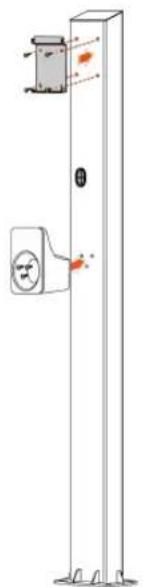 Diagram showing a vertical structure with a container and a face-mounted device, labeled with Chinese characters.