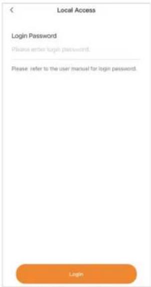Local Access Login Password Please enter login password. Please refer to the user manual for login password. Login