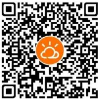QR code with an orange circular logo in the center, likely linking to a digital service or website.