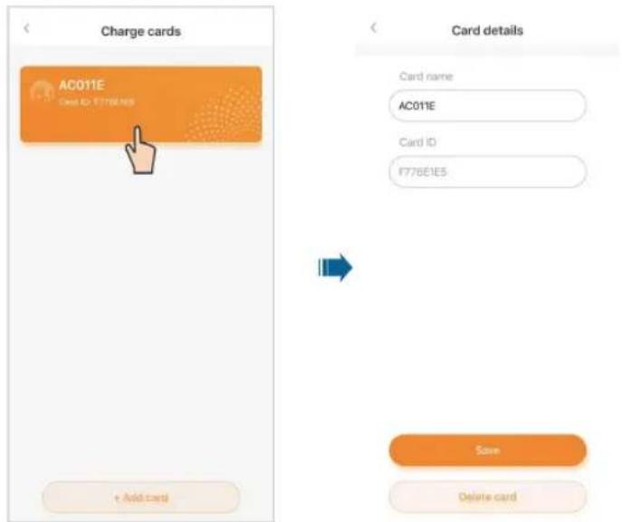 Charge cards AC011E Card ID: F776E1E5 + Add card Card details Card name AC011E Card ID F776E1E5 Save Delete card