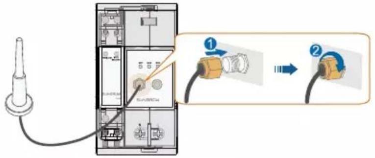 Diagram showing connection between a device with labeled components and two connected connectors labeled ① and ②.