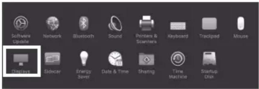 Software Update Network Bluetooth Sound Printers & Scanters Keyboard Trackpad Mouse Displays Sidecar Energy Saver Date & Time Sharing Time Machine Startup Disk