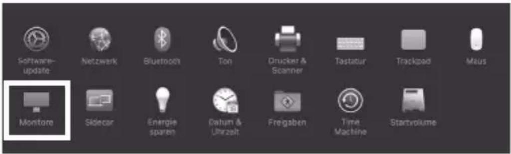 Software-update Netzwerk Bluetooth Ton Drucker & Scanner Tastatur Trackpad Maus Monitore Sidecar Energie sparten Datum & Uhrzeit Freigaben Time Machine Startvolume