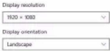 Display resolution 1920 × 1080 Display orientation Landscape