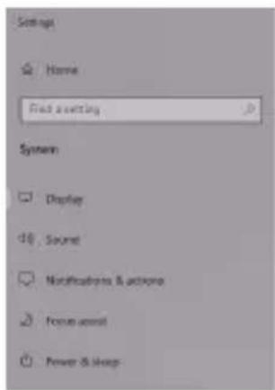 Settings Home Find setting System Display Sound Notifications & actions Power asset Power & Sleep