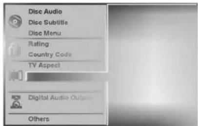 Disc-Audio Disc-Untertitel Disc-Menü Altersfreigabe Ländercode TV-Bildformat Digitale Audioausgänge Sonstiges