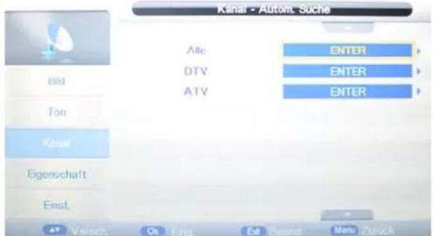 Kanl - Autom. Suche Alle DTV ATV ENTER ENTER ENTER Kenai Eigenschaft Exist. Versch Oit Ent Edit Bened Menu Zusuck
