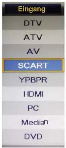Eingang DTV ATV AV SCART YPBPR HDMI PC Median DVD