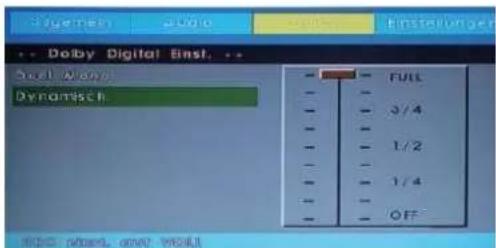 Dolby Digital Instl. Dool Wave Dynamesch FULL 3/4 1/2 1/4 OFF