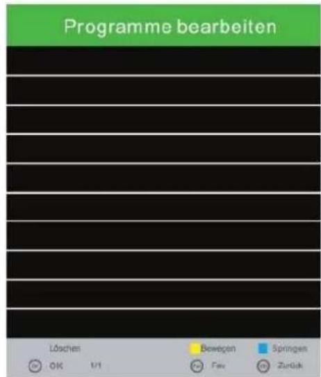 Programme bearbeiten Löschen Bewegen Springen OK U/I Fax Zurück