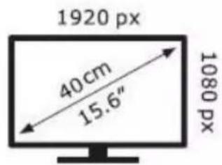 1920 px 40cm 15.6" 1080 px