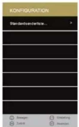KONFIGURATION Standards sendar list... Bewegen Zu40 Gestling Newlist