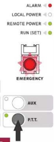 ALARM LOCAL POWER REMOTE POWER RUN (SET) EMERGENCY AUX P.T.T.