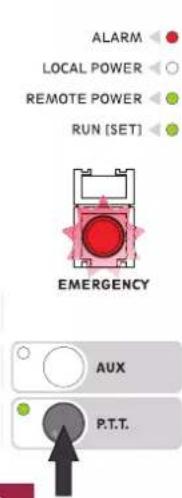 ALARM LOCAL POWER REMOTE POWER RUN [SET] EMERGENCY AUX P.T.T.