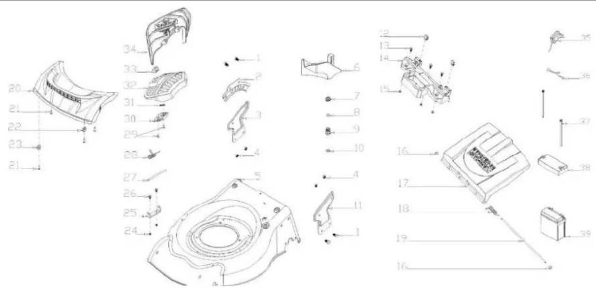Exploded view diagram of a device with numbered parts and Chinese labels