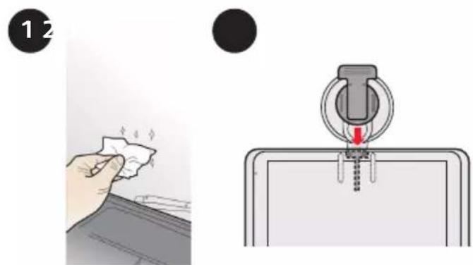 Diagram illustrating a cleaning or cleaning process with labeled steps and a mechanical component diagram.