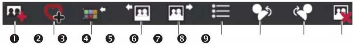 Screenshot of a software toolbar with nine labeled icons, numbered 1 to 9, likely representing UI elements like profile, image, and user interface.