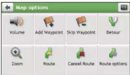 Map options Volume Add Waypoint Skip Waypoint Detour Zoom Route Cancel Route Route options