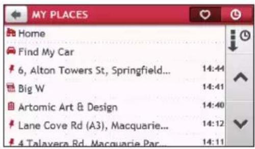MY PLACES Home Find My Car 6, Alton Towers St, Springfield... 14:44 Big W 14:41 Artomic Art & Design 14:40 Lane Cove Rd (A3), Macquarie... 14:12 4 Talavera Rd, Macquarie Par... 14:11