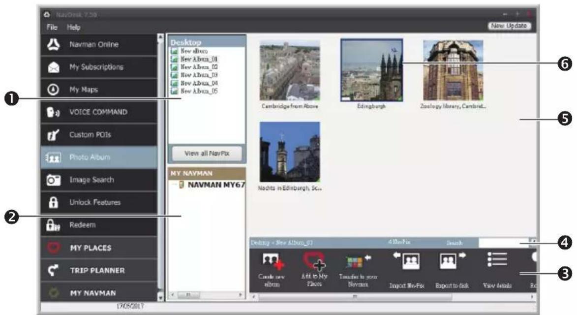 NavDesk 7.50 File Help Navman Online My Subscriptions My Maps VOICE COMMAND Custom POIs Photo Album Image Search Unlock Features Redeem MY PLACES TRIP PLANNER MY NAVMAN 17/05/2017 Desktop New album New ABCs_01 New ABCs_02 New ABCs_03 New ABCs_04 New ABCs_05 View all NavPix MY NAVMAN NAVMAN MY67 Cambridge from Above Edinburgh Zoology Library, Cambridge... Nachts in Edinburgh, SC.. Desktop - New ABCs_07 4 BoxFix Search Create new album Add to My Places Refresh to your Navman Import NavFox Export to disk View details Re