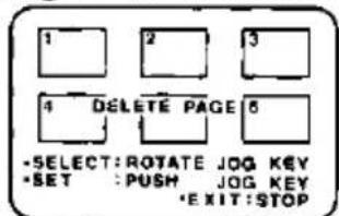 1 2 3 4 DELETE PAGE 5 -SELECT:ROTATE JOG KEY -SET :PUSH JOG KEY -EXIT:STOP