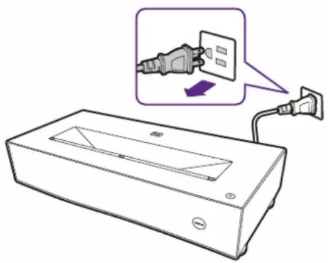 Diagram showing a device with an electrical plug inserted into a socket, with a magnified view highlighting the plug's internal structure.