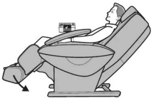 Illustration of a person seated in a massage chair, viewed from the side (no text or symbols present)