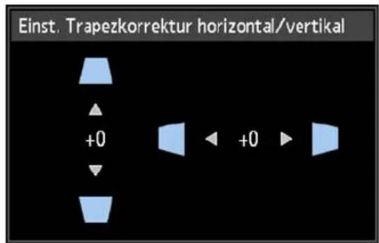Einst. Trapezkorrektur horizontal/vertikal +0 +0