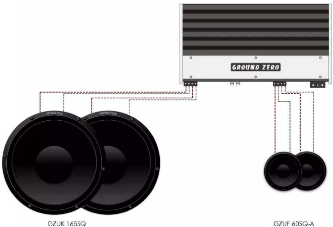 Ground Zero GZUF 60SQ-A - Verkabelung 2-Wege Setup - 1
