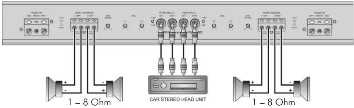 POWER IN GALI PENSORS UNIT+ FRONT SKEEMERS + LUTY - + RARE - MAIN UNIT 1 - 8 Ohm FRONT INPUTS LEFT RIGHT REAR INPUTS LEFT RIGHT PLSD 1 - 8 Ohm CAR STEREO HEAD UNIT REAR SKEEMERS + LUTY - + RARE - POWER IN GALI PENSORS UNIT + 1 - 8 Ohm