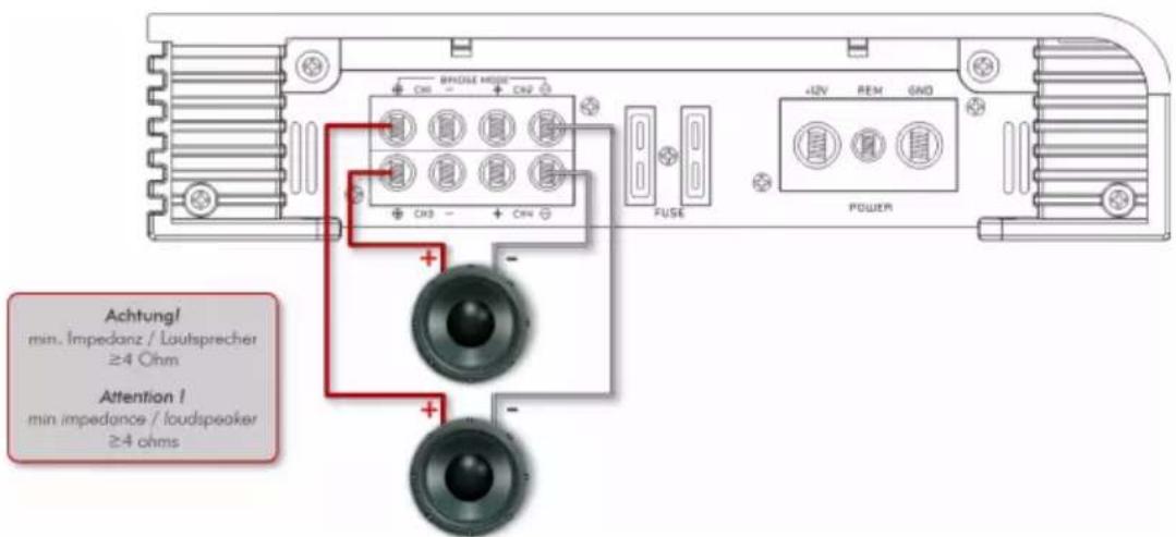 Achtung! min. Impedanz / Lautsprecher ≥4 Ohm Attention 1 min impedance / loudspeaker ≥4 ohms