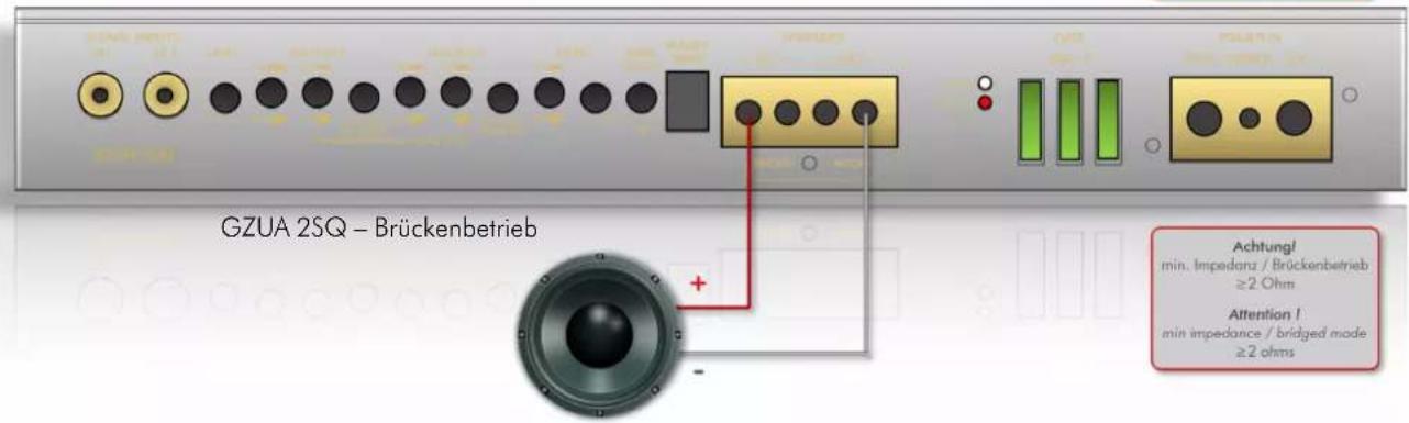 GZUA 2SQ – Brückenbetrieb Achtung! min. Impedanz / Brückenbetrieb ≥2 Ohm Attention ! min impedance / bridged mode ≥2 ohms