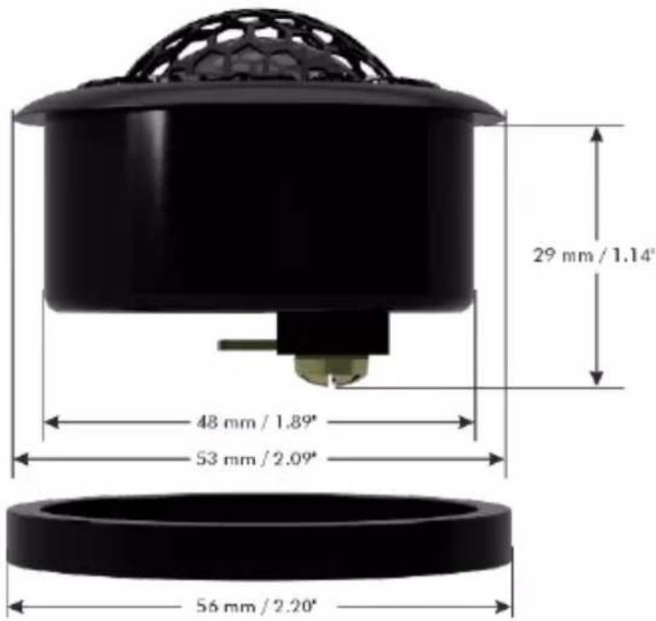 29 mm / 1.14" 48 mm / 1.89" 53 mm / 2.09" 56 mm / 2.20"