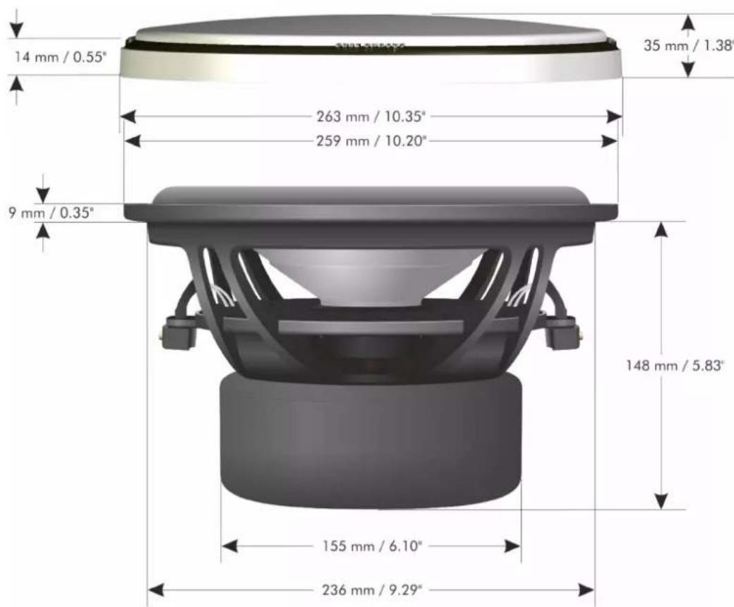 14 mm / 0.55" 263 mm / 10.35" 259 mm / 10.20" 9 mm / 0.35" 155 mm / 6.10" 236 mm / 9.29" 35 mm / 1.38"
