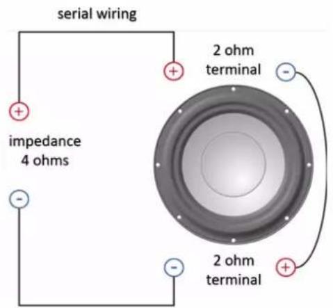 serial wiring impedance 4 ohms 2 ohm terminal 2 ohm terminal