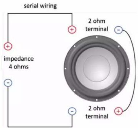 serial wiring impedance 4 ohms 2 ohm terminal 2 ohm terminal