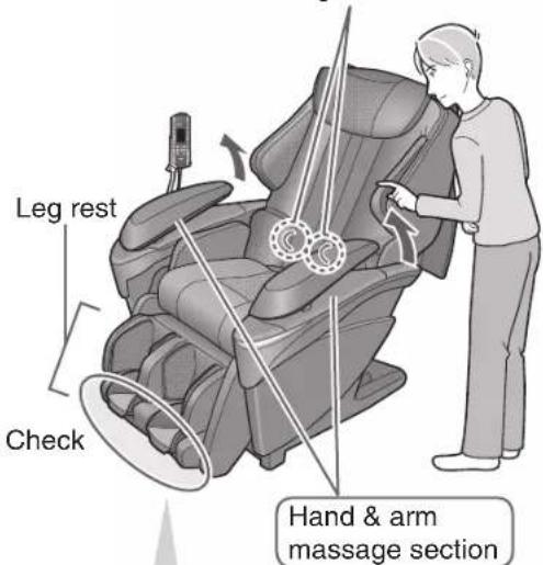 Leg rest Check Hand & arm massage section