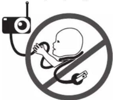 Safety warning symbol for child using a radio and no booth, with Chinese text