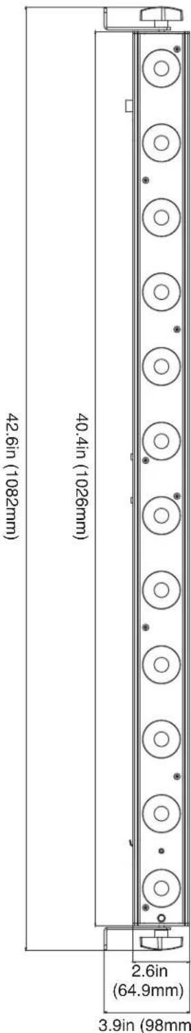 42.6in (1082mm) 40.4in (1026mm) 3.9in (98mm) 2.6in (64.9mm)
