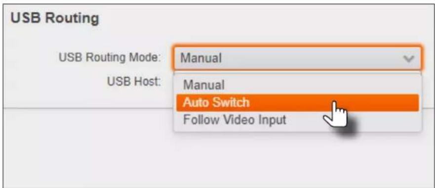 USB Routing USB Routing Mode: Manual USB Host: Manual Auto Switch Follow Video Input