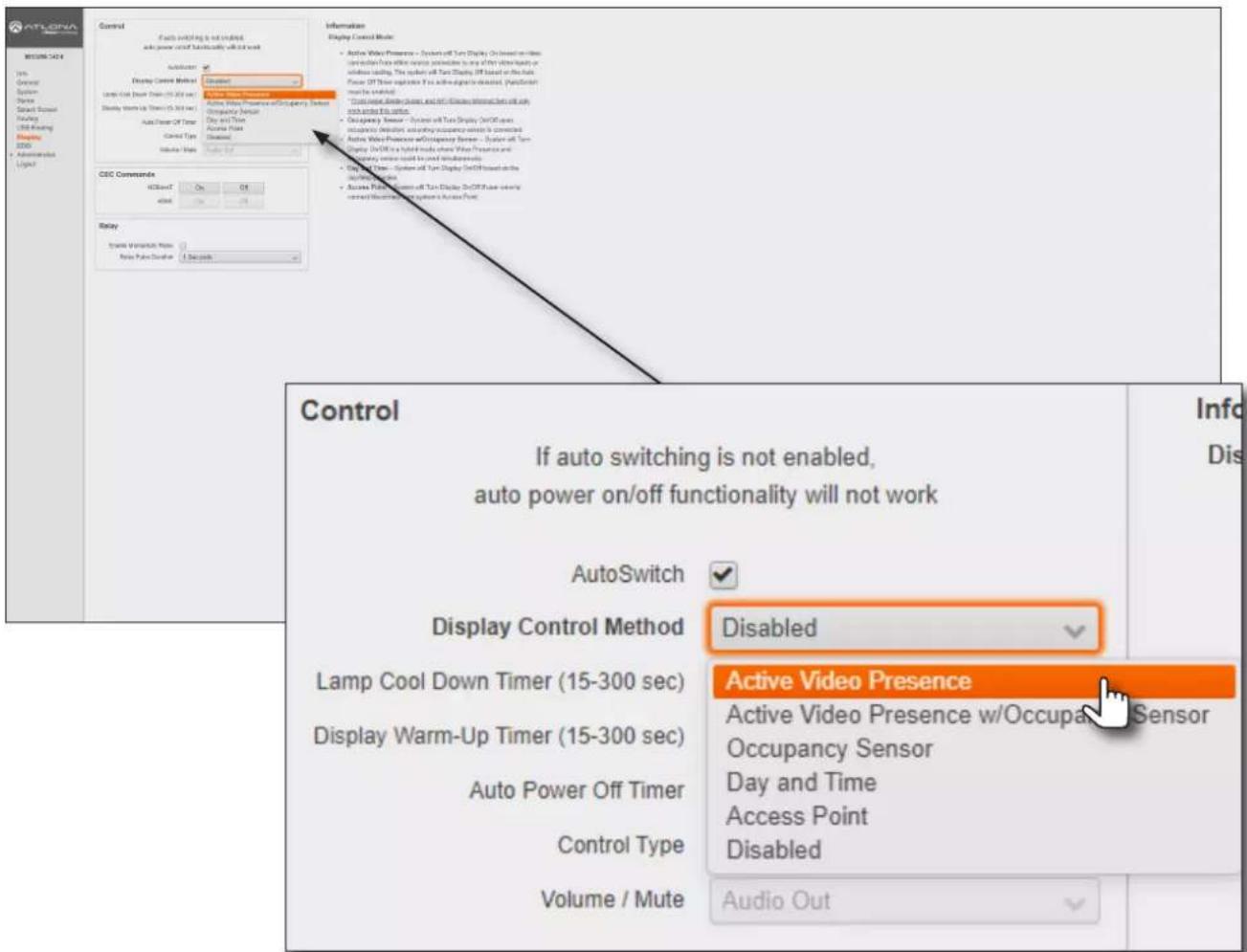 Control If auto switching is not enabled, auto power on/off functionality will not work Display Control Method Lamp Cool Down Timer (15-300 sec) Display Warm-Up Timer (15-300 sec) Auto Power Off Timer Control Type Volume / Mute CSC Commands AC/Mode On Off Rally Translate Monoturn Plus Mouse Pulse Duration 4 Seconds Information Display Control Mode: • Active Video Presence - System off Turn Display On based on wireless cellence Power off-line sequence pipeline by any of the other units or windows installing. The system will Turn Display On based on the bus Power On/Down options if it allows access to download, Paracellit must be available • "Control mode" (lower channel and off-mode) without download but only with access to the user. • Occupancy Sensor - System will Turn Display On/Off users inaccuracy deliverers, inaccuracy deliverers will be connected • Active Video Presence and Occupancy Sensor - System off Turn Display On/Off is hybrid inside where Video Presence and Occupancy sensor needs to be used via database • Day and Time - System off Turn Display On/Off based on the user/sensor • Access Point - System off Turn Display On/Off based on the user/sensor • Active Video Presence w/o Occupancy Sensor Control Type Volume / Mute Display Control Method Disabled Lamp Cool Down Timer (15-300 sec) Display Warm-Up Timer (15-300 sec) Auto Power Off Timer Control Type Volume / Mute Active Video Presence Active Video Presence w/Occupancy Sensor Occupancy Sensor Day and Time Access Point Disabled Audio Out