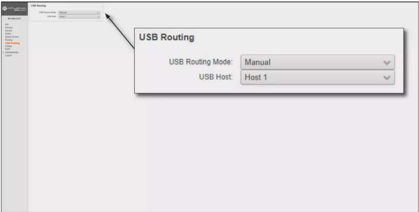 USB Routing USB Routing Mode: Optional USB User: Host 1 USB Routing USB Routing Mode: Manual USB Host: Host 1